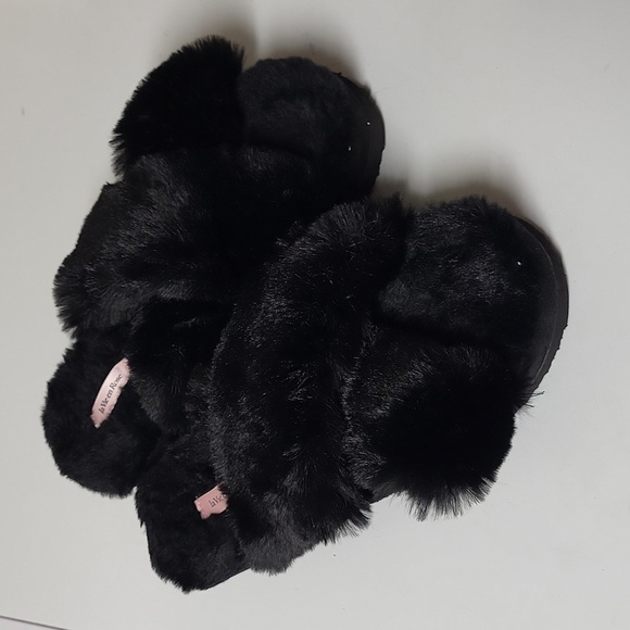 La Vie En Rose Soft Fluffy Open Toe House Slippers - Picture 1 of 11